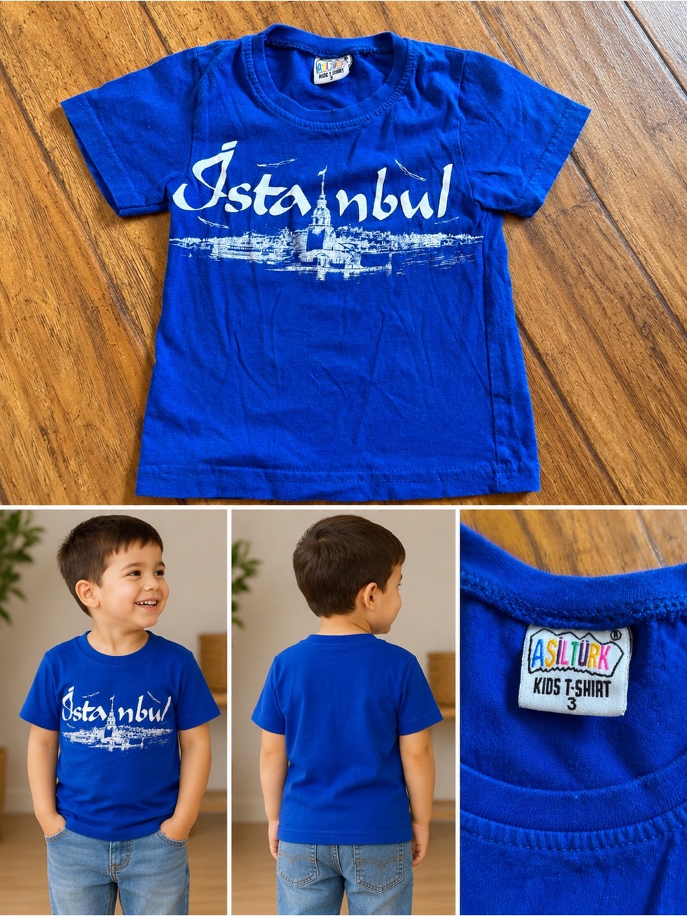 Istanbul Kids Graphic T-Shirt Size 3 | Blue Travel Souvenir Tee